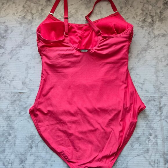 Calvin Klein Ruched Panel One Piece Swimsuit Women's Size 10 - Picture 6 of 9